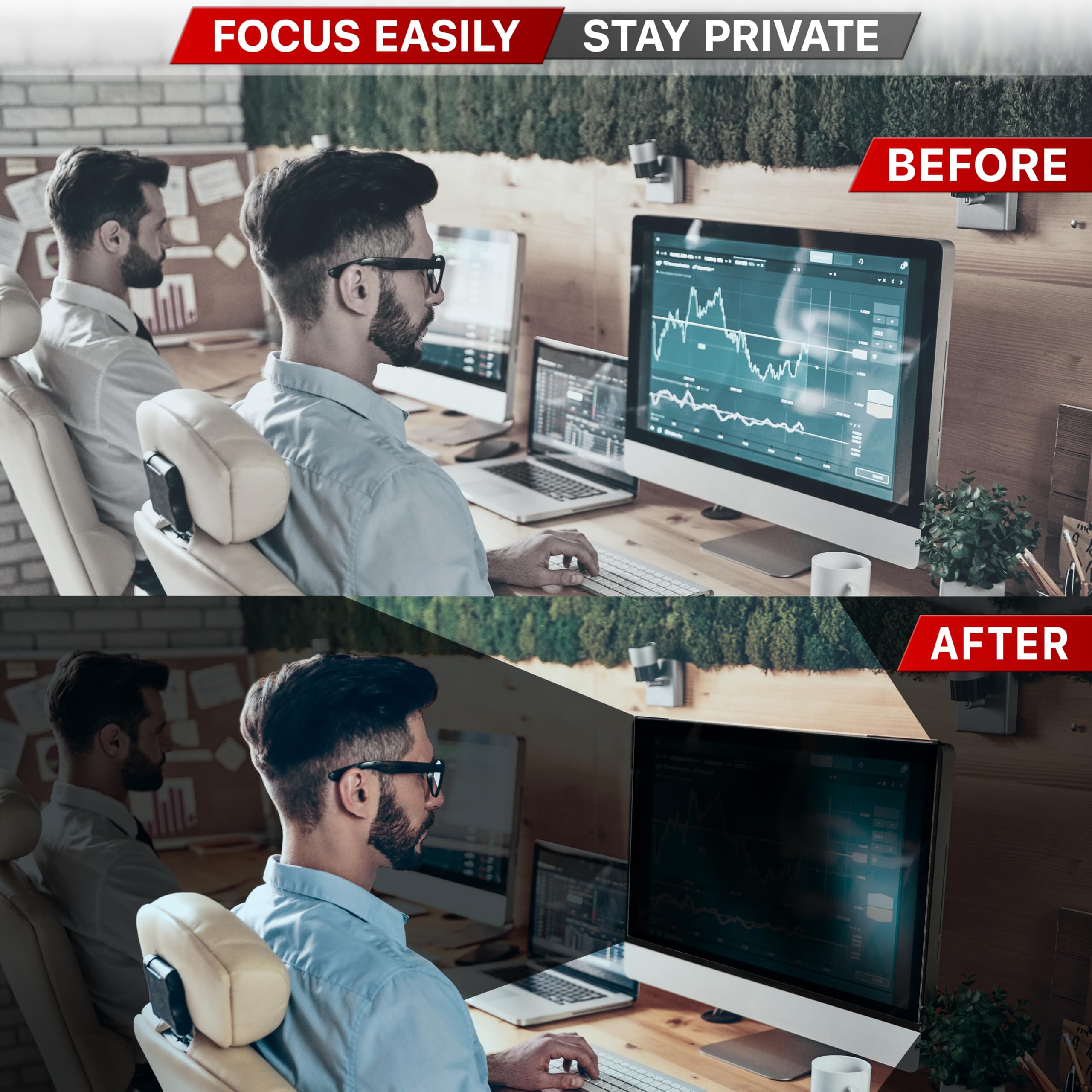 VINTEZ Universal 26" - 27" Computer Privacy Screen Filter for Widescreen Computer Monitors - (635 x 415 mm)