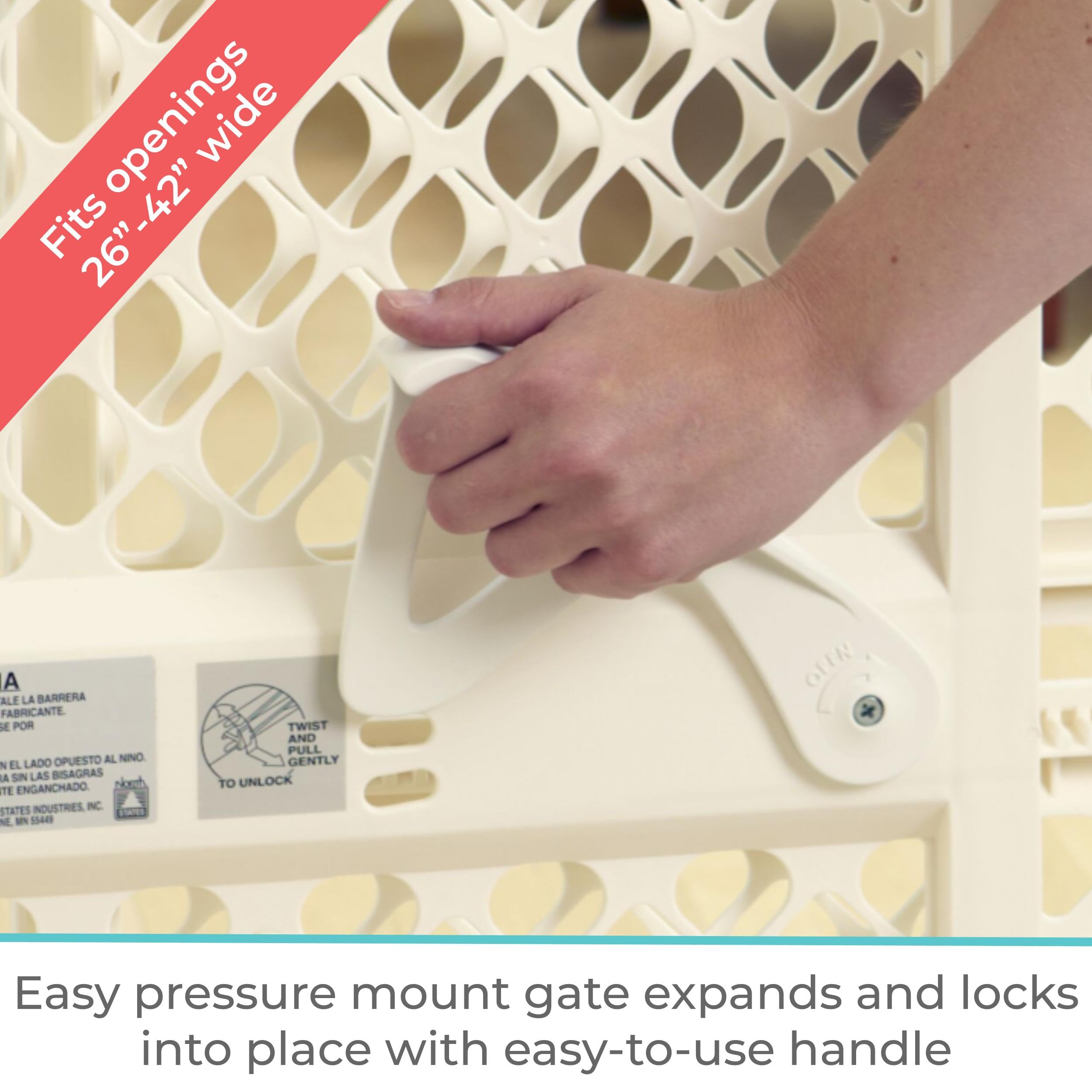 Toddleroo by North States Supergate Ergo Child Gate, Baby Gate for Stairs and Doorways.