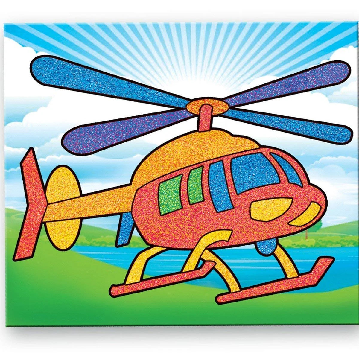 Suggested Name: Toykraftt Sand Art Pictures - Aircraft & Hot Air Balloon Craft Kit for Kids