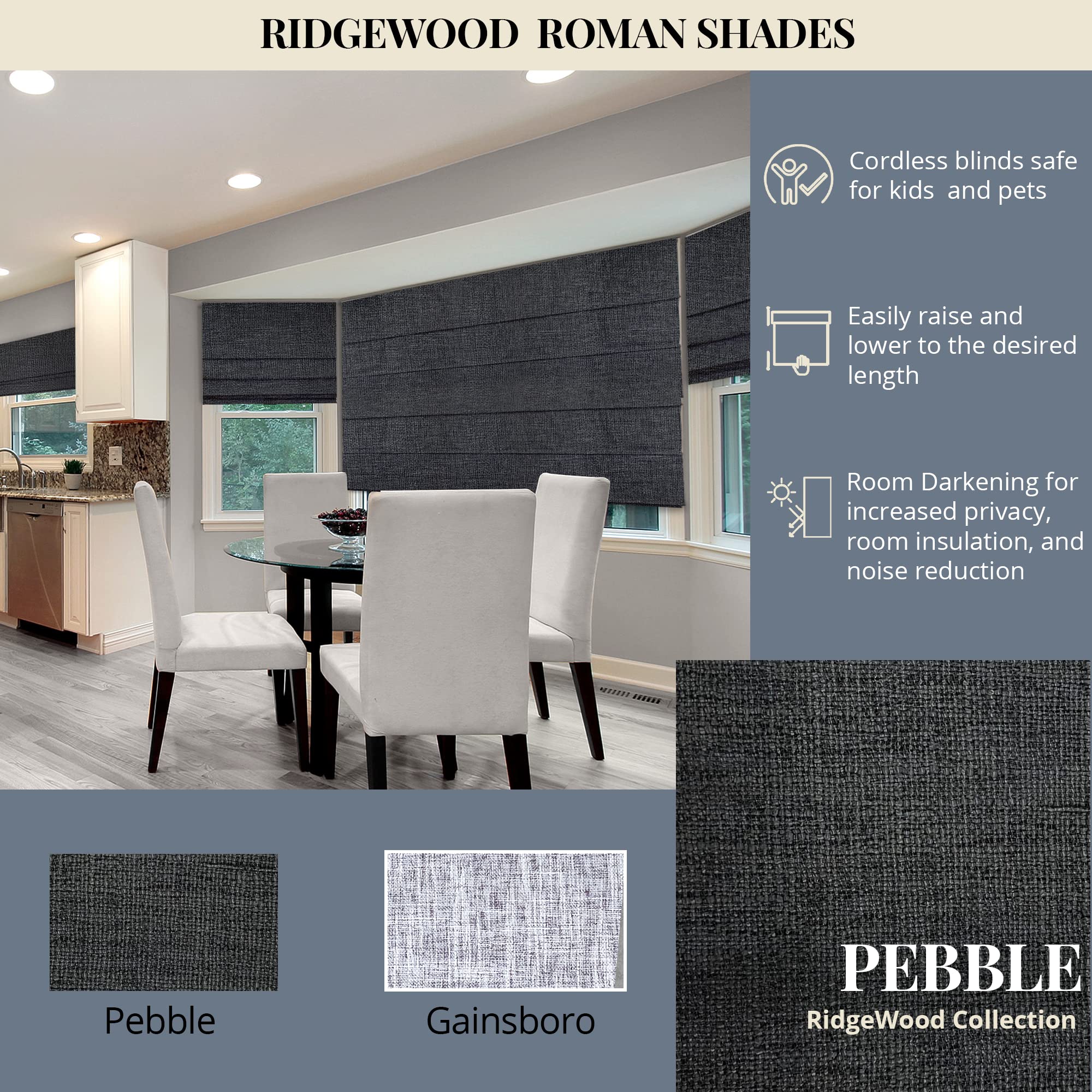 CHICOLOGY Roman Shades for Windows, (Blackout), 119.38 x 182.88 cm