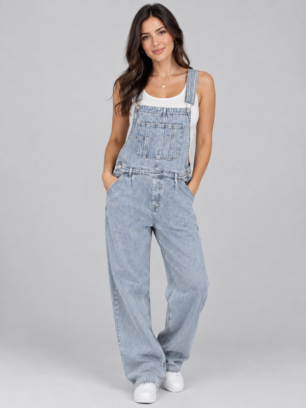 DIYANA SECRET Women's Light Wash Denim Overallsa