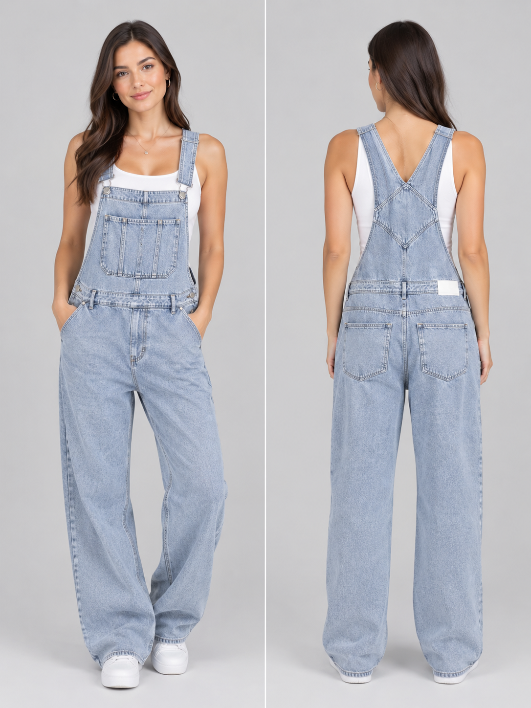 DIYANA SECRET Women's Light Wash Denim Overallsa