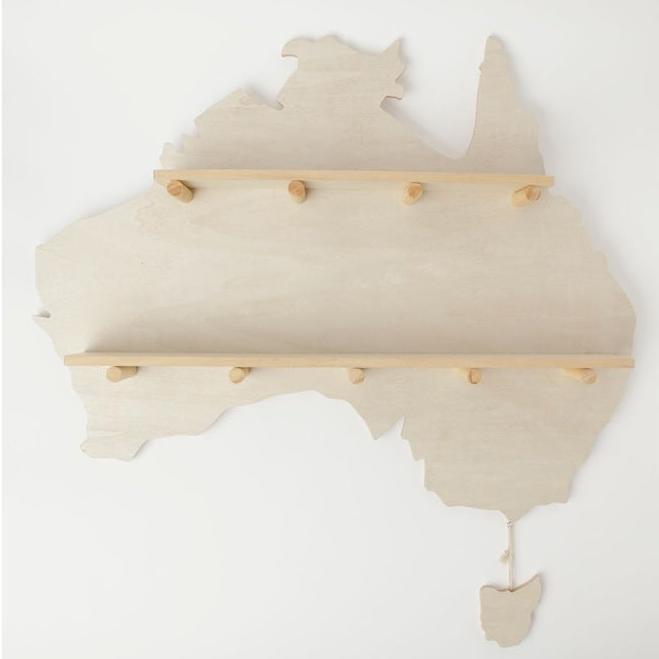 Australia Map Wall Shelving with Two Shelves