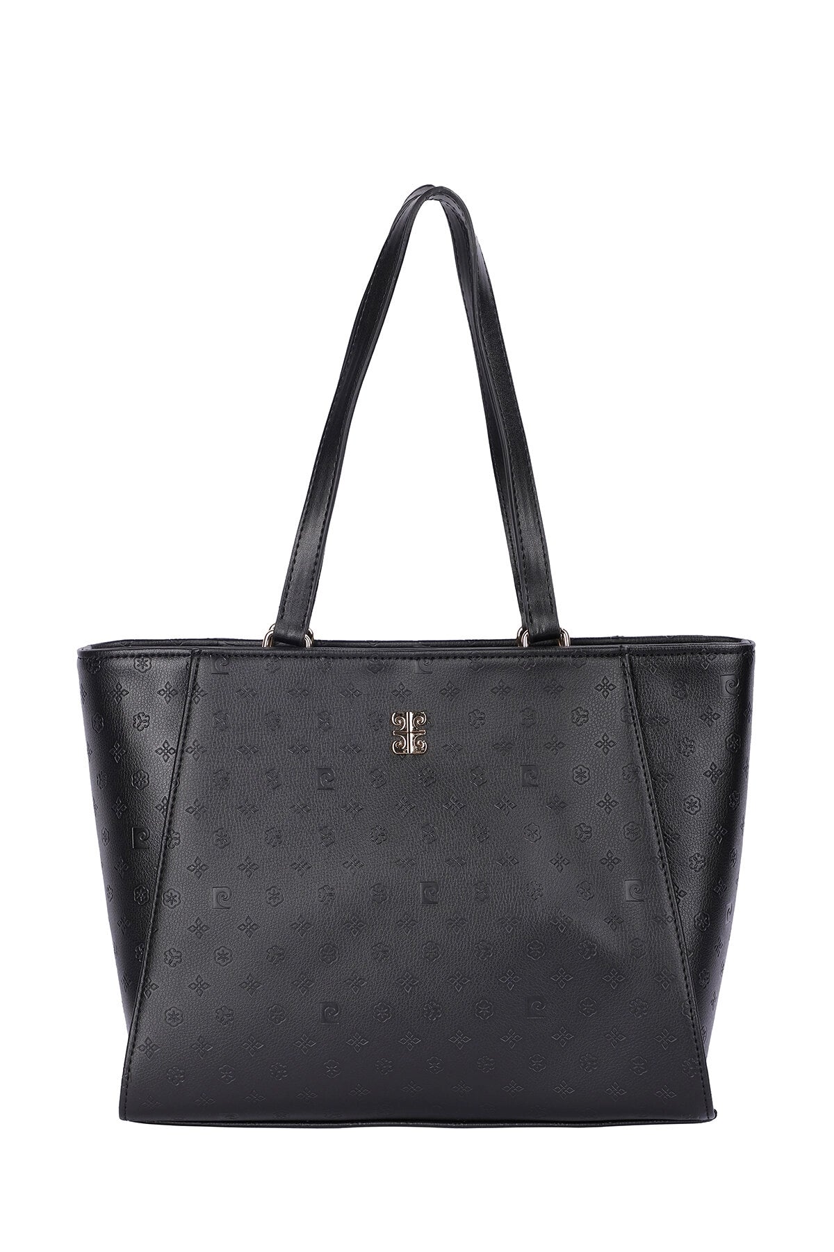 Pierre Cardin Women's Shoulder Bag with Gold Zip and Gold Logo in Black