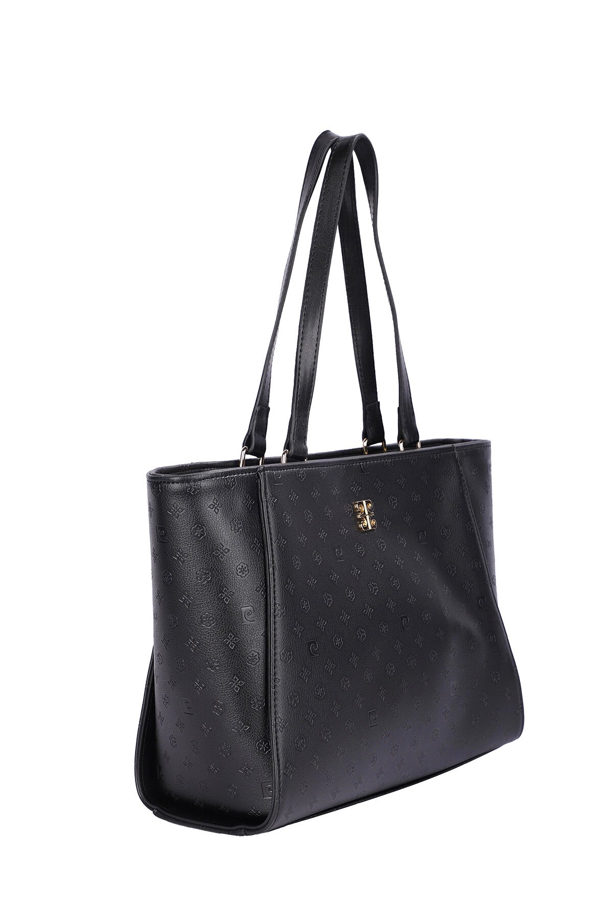 Pierre Cardin Women's Shoulder Bag with Gold Zip and Gold Logo in Black