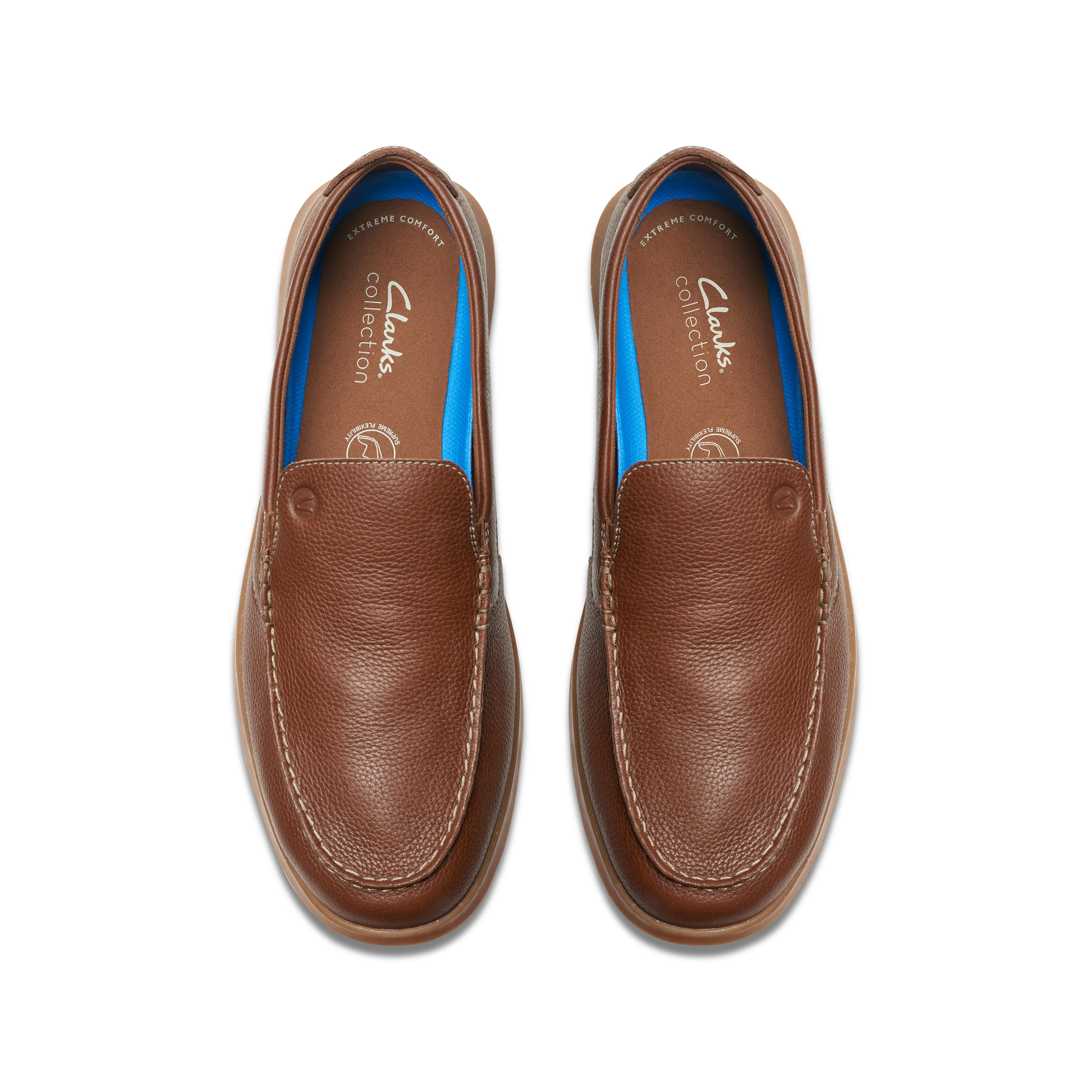 Clarks Flexway Step Men’s Tan Leather Moccasins Light Brown