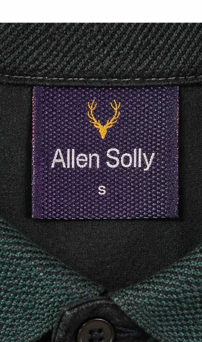 ALLEN SOLLY GREEN TEXTURED POLO T-SHIRT MEN