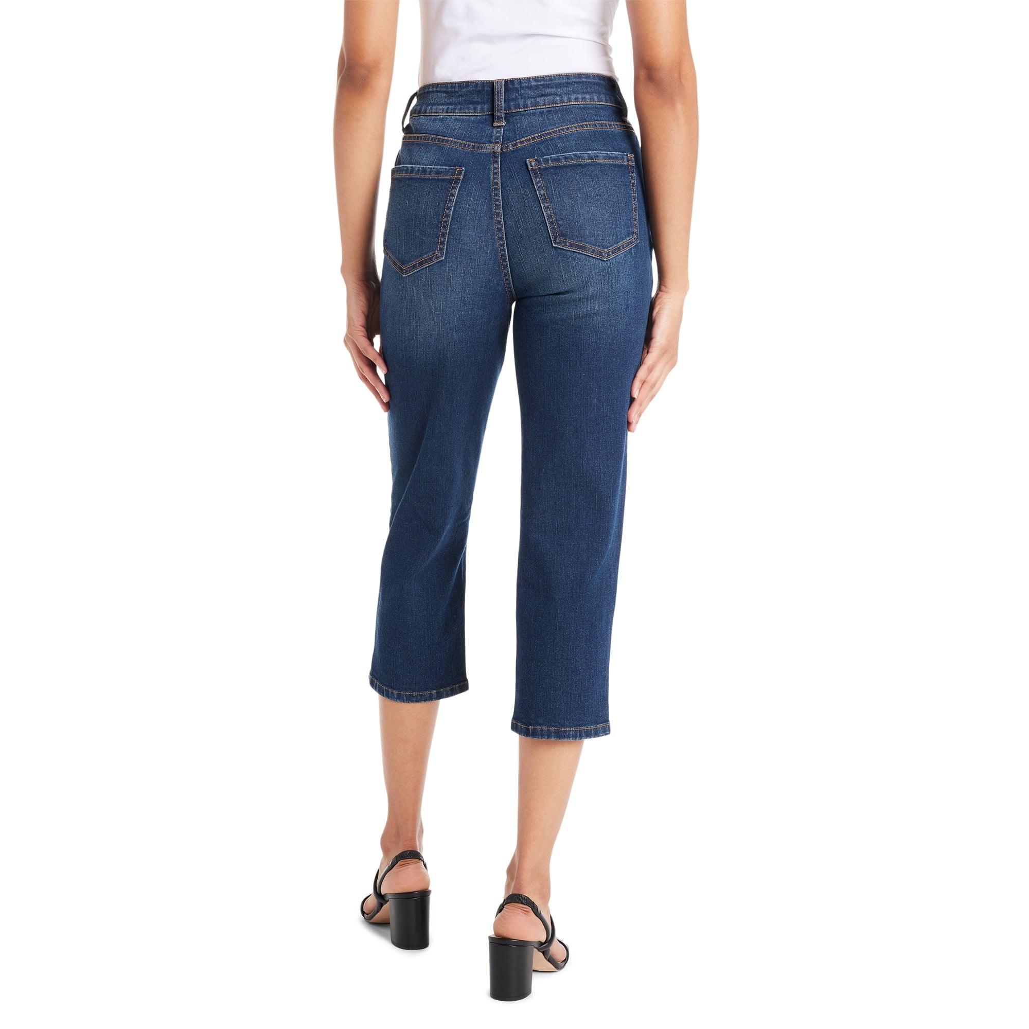 SIZE: XS(0-2) - Time and Tru Women's Slim Fit Capri Jeans with Side Slit Hem, 23" Inseam