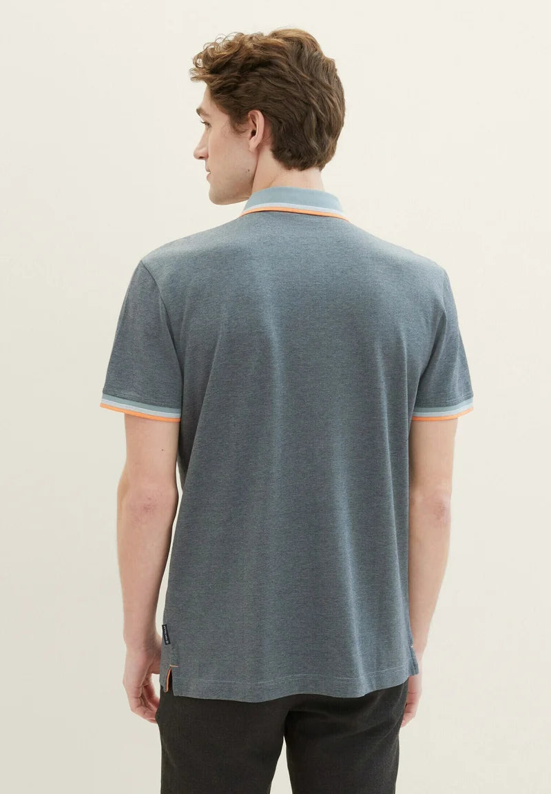 TOM TAILOR Polo Shirt - Navy Grey Mint Twotone