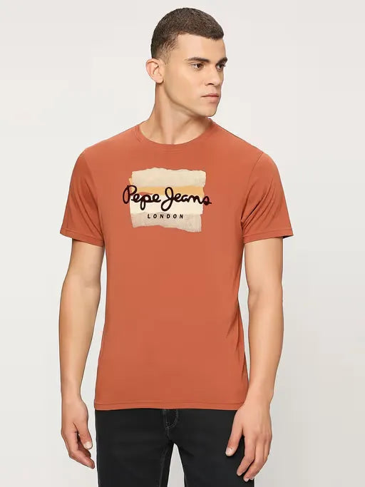 Pepe Jeans Men's Orange Typography T-Shirt