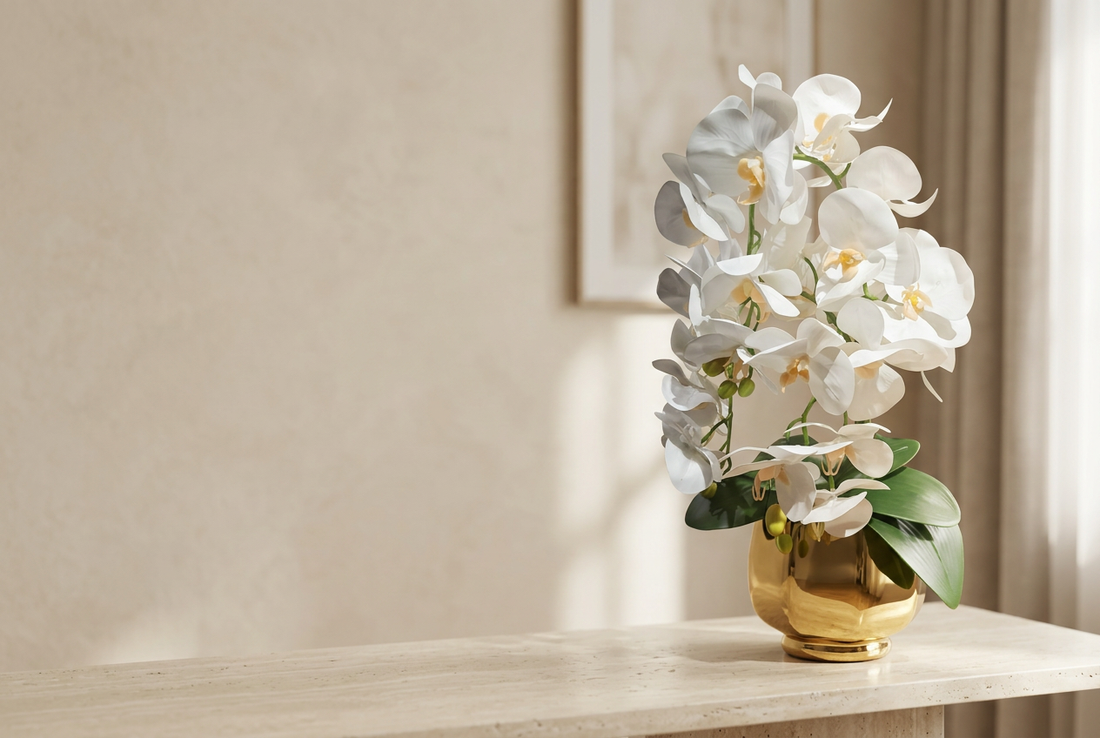 Royal White Orchid Floral Arrangement for Home Decor