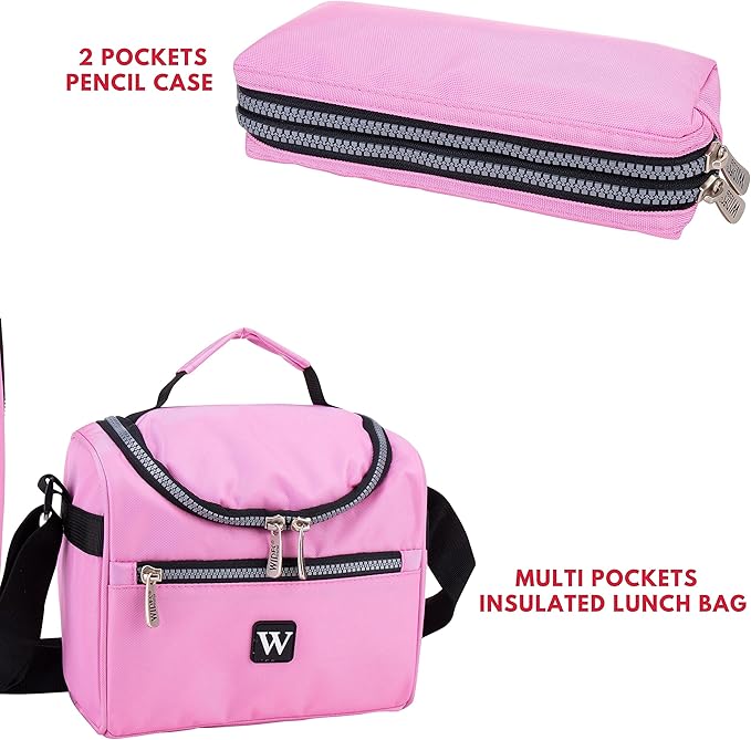 WIRES Trolley backpack School bag 3 PCS set All in One Pencil case, Lunch bag and trolley backpack W24542