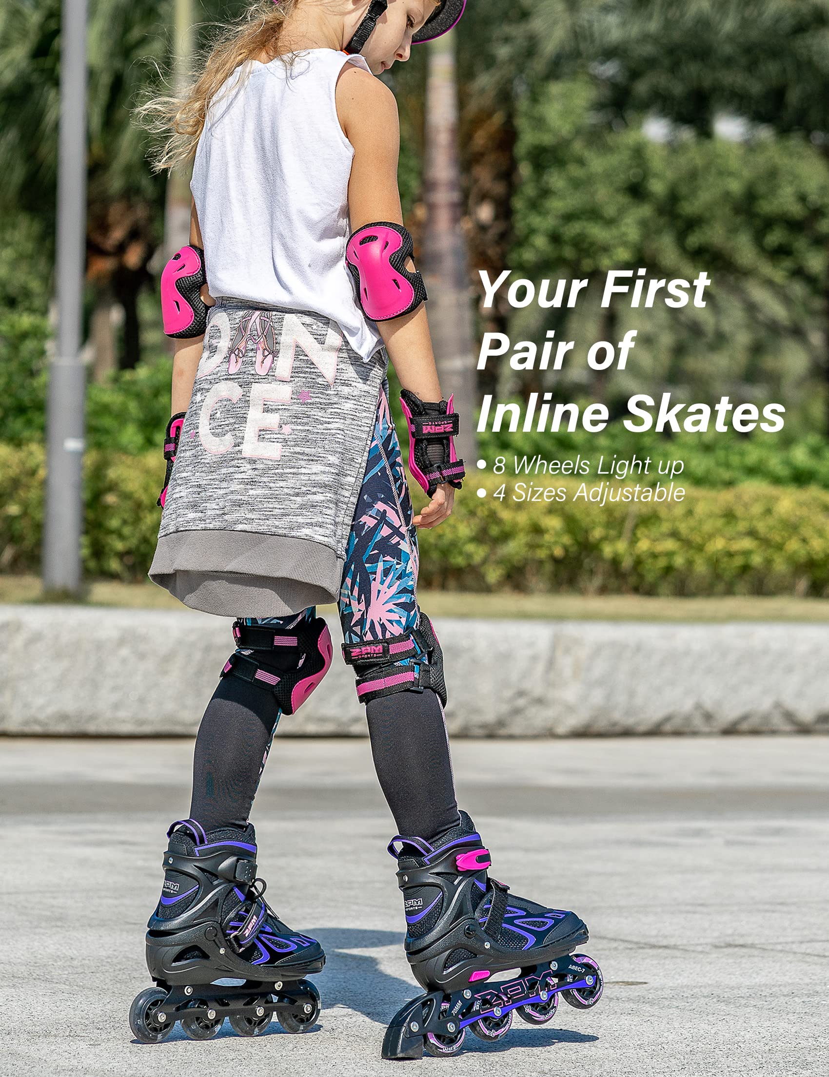 Size: 42-44.5 - 2PM SPORTS Vinal Inline Skates for Women with Light Up Wheels Beginner Skates Fun Illuminating Outdoor Roller Skates for Kids and Adults Men - Vinal Extra Large