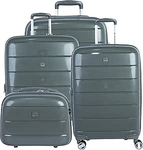 Sonada Luggage Unbreakable Material,4 Double Wheels, TSA Approved Lock (Set of 4, Dark Grey)