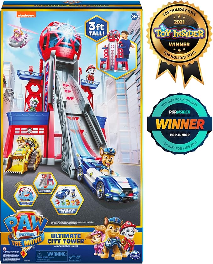 Paw Patrol Ultimate City Transforming Tower 3' with 6 Figures, Play Vehicle, Lights and Sounds for Kids Ages 3+ by Paw Patrol