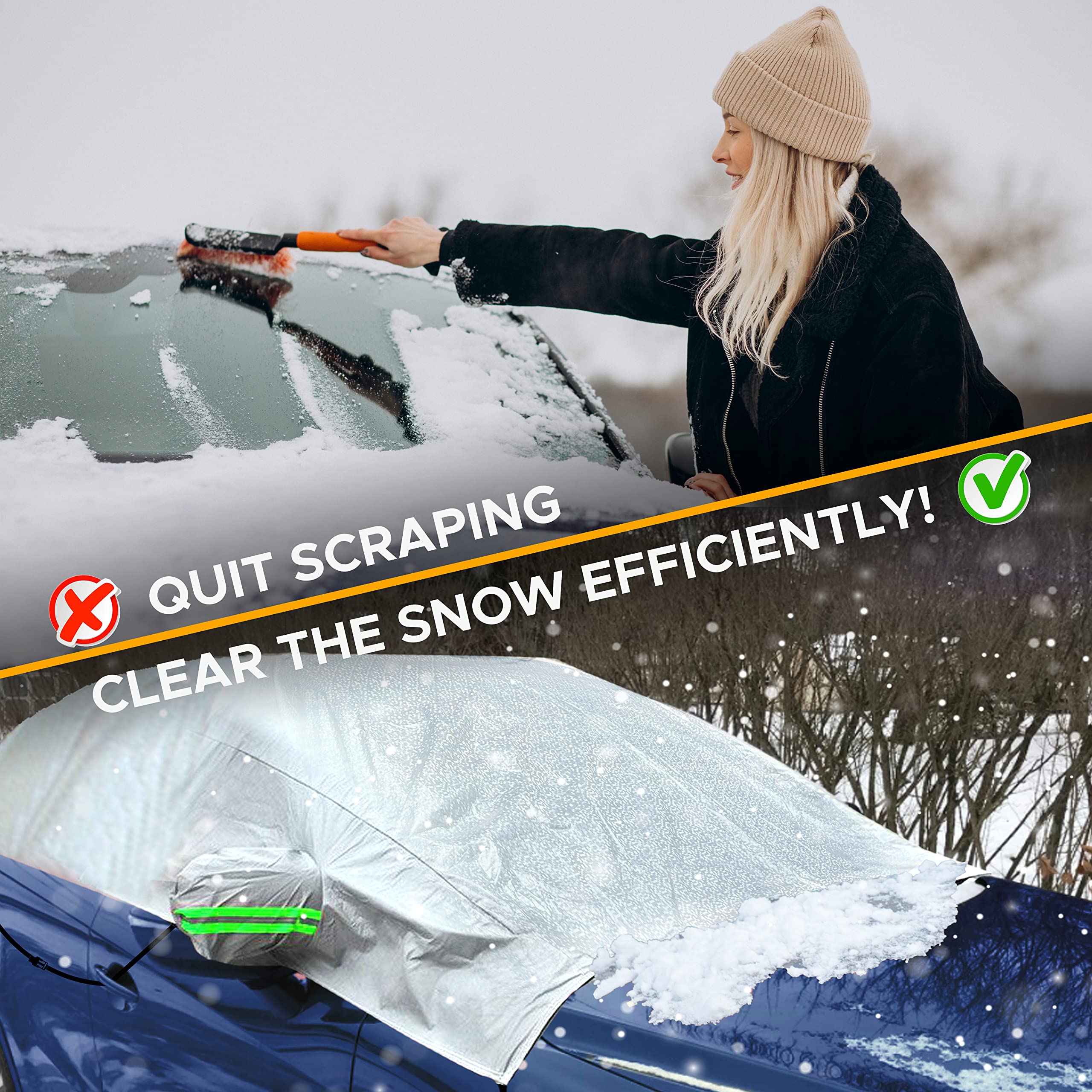 EcoNour Car Windshield Snow and Frost Cover | Water-Resistant, Windproof, Dustproof (SUV YL)