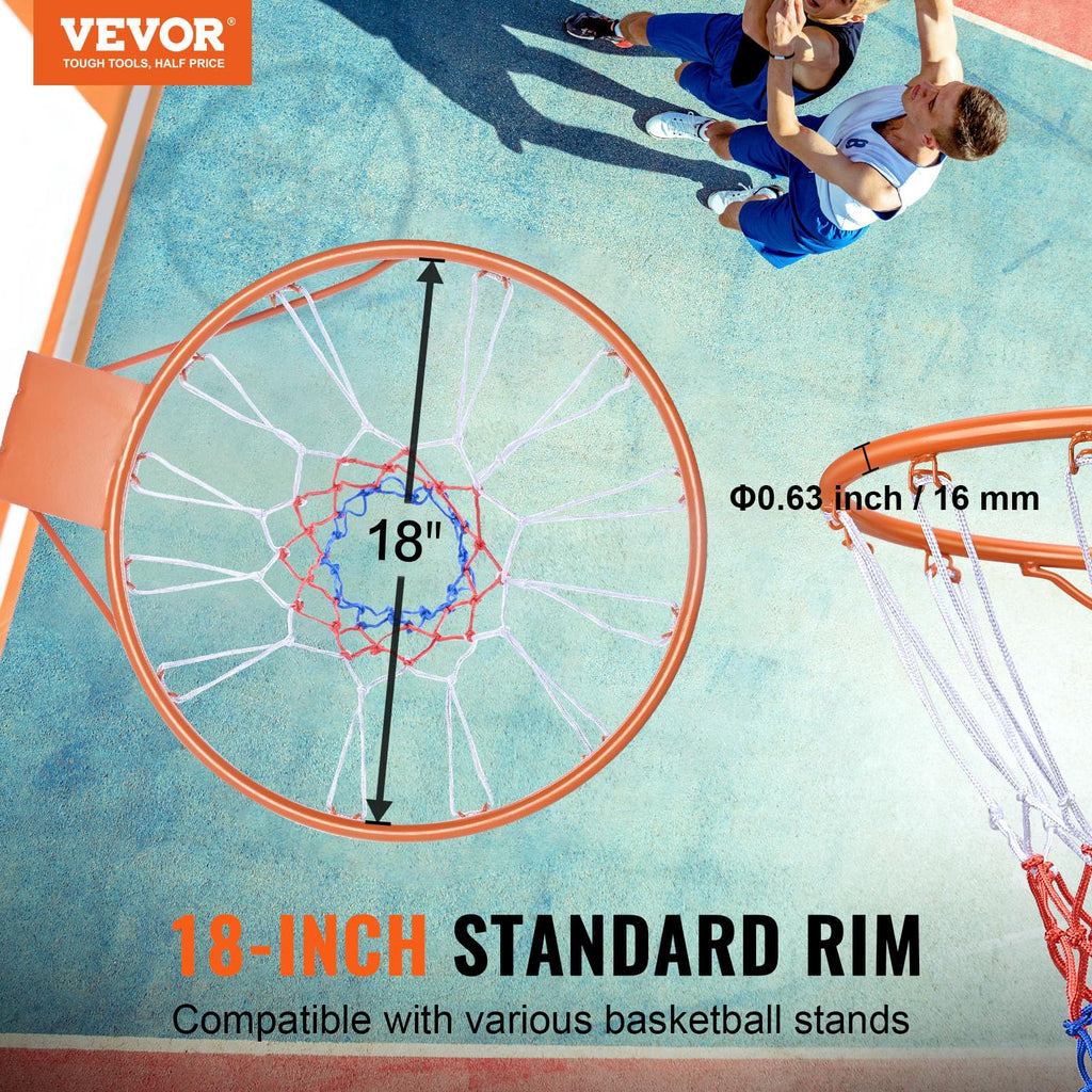 VEVOR Heavy Duty Q235 Basketball Flex Rim Goal Replacement with Net, Standard 45 cm