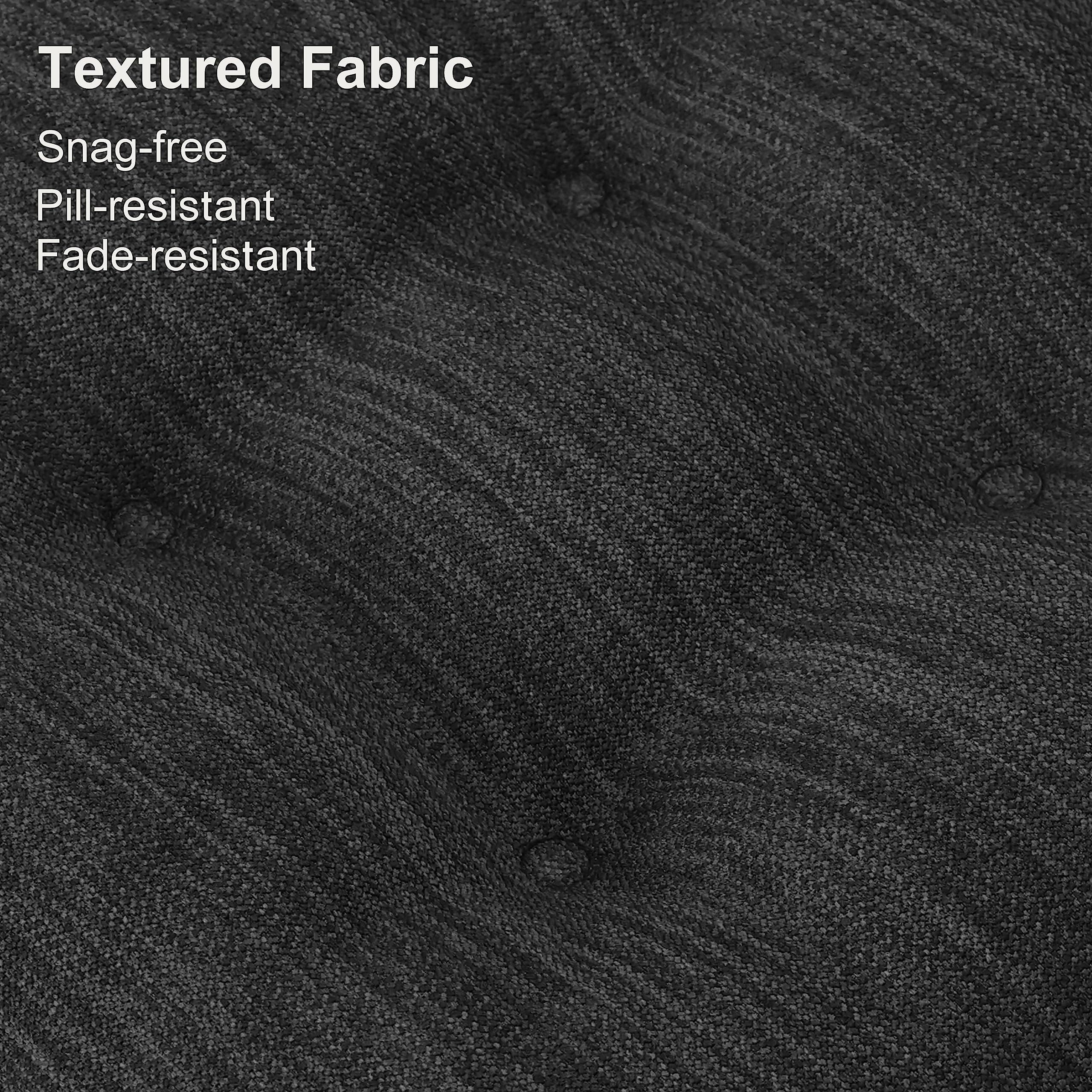 Shinnwa Chair Cushions for Dining Chairs 2 Pack, Tufted Memory Foam Kitchen Chair Cushions, Non-Slip Chair Pads with Ties, 16.5” x 16.5” x 3.5”, Charcoal, Set of 2