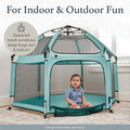 POP 'N GO PLAYPEN - Indoor & Outdoor Baby Playpen for Babies and Toddlers - Baby Beach Tent, Foldable, Portable W/Canopy, Travel Bag, & Mosquito Net - Pop Up Pack and Play Tent (Sweet Mint)