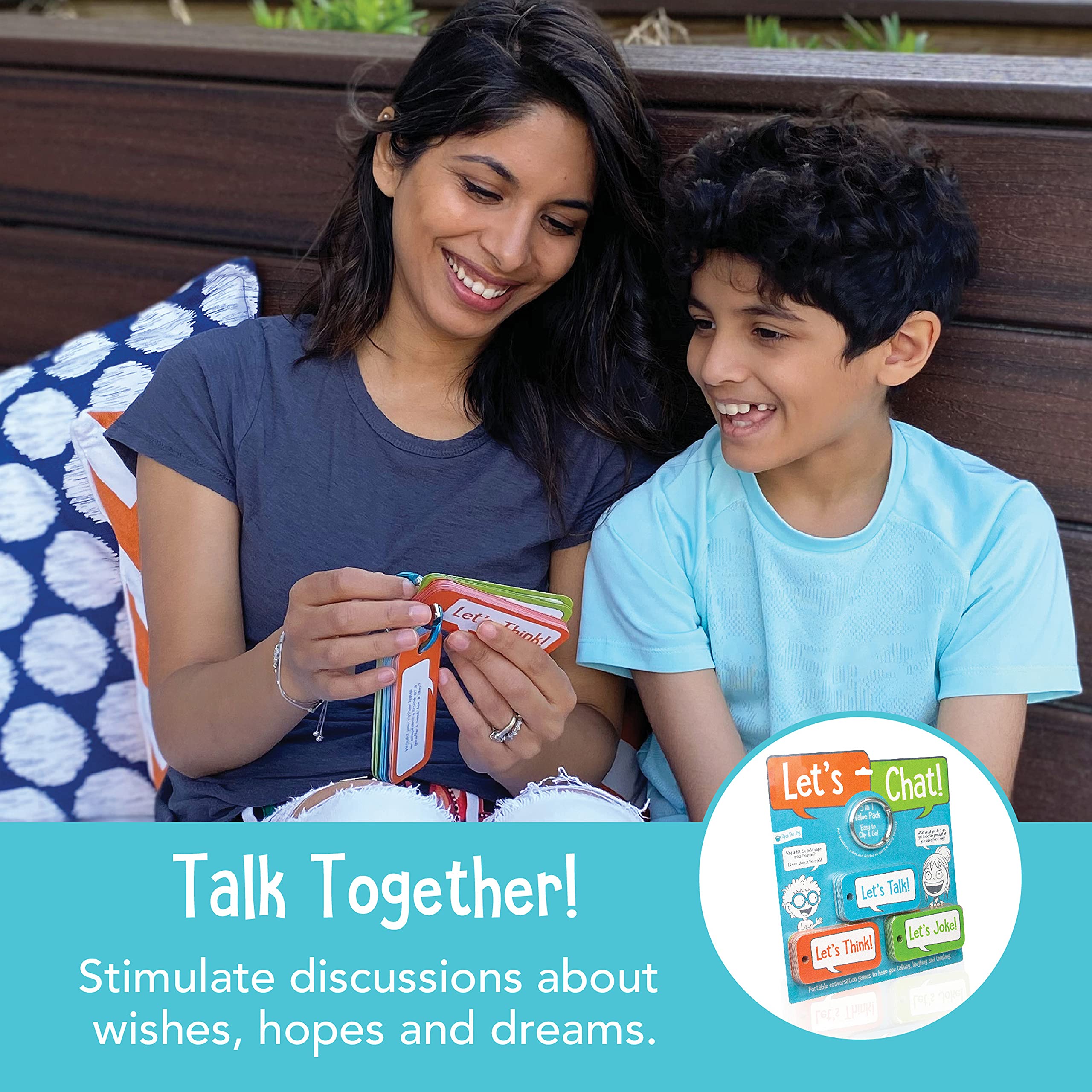 Open The Joy Let’s Chat 3–1 Conversation Starters Cards for Kids, Grab and Go Travel Card Games in Car, Airplanes, Talk, Think, Joke Cards - Ages 4+