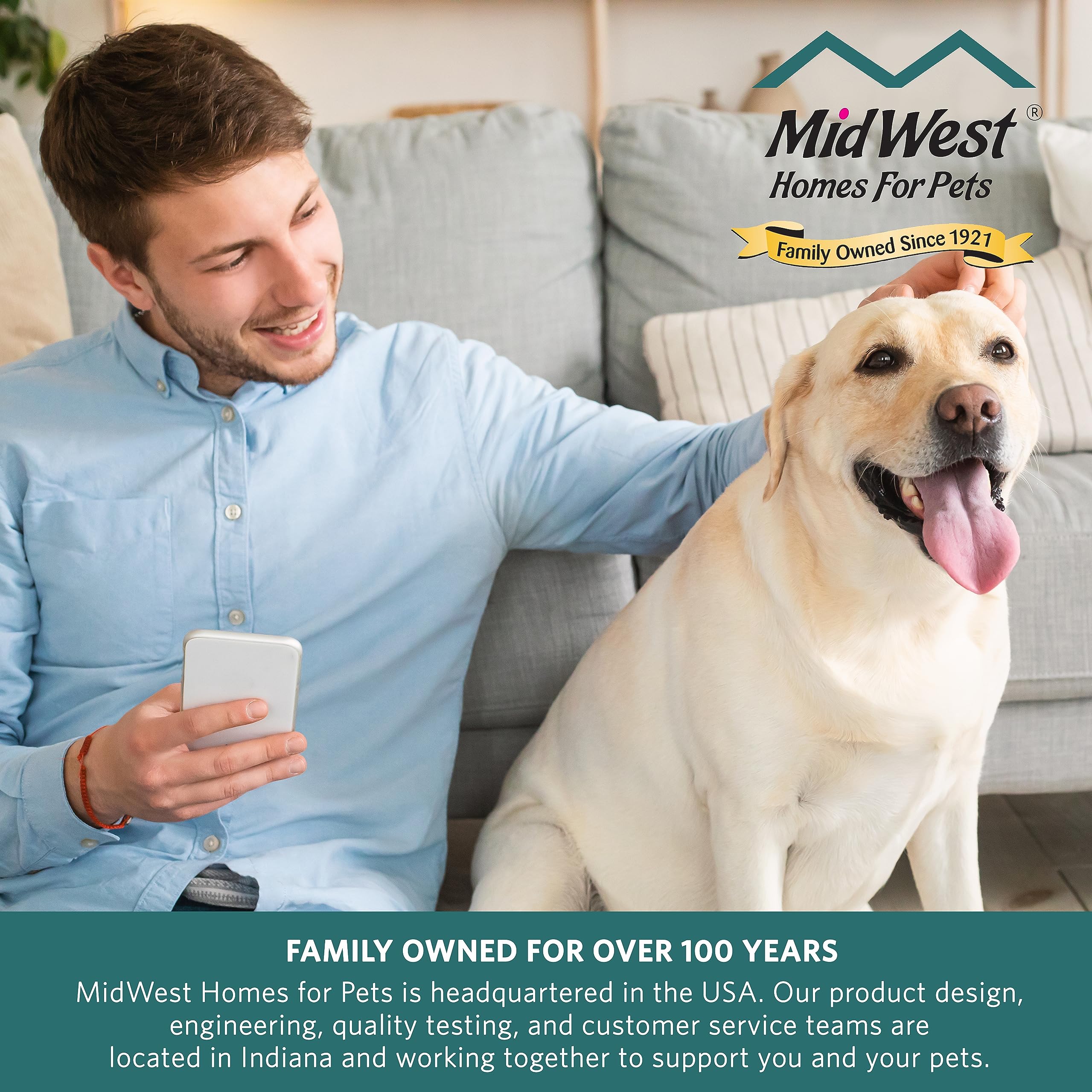 بوابة الحيوانات الأليفة من MidWest Homes for Pets مصنوعة من الفولاذ بارتفاع 39 بوصة، ويمكن المرور من خلالها، وبوابة الكلاب المثبتة بالضغط، ويبلغ عرضها من 29 إلى 38 بوصة، وتتضمن امتدادين بعرض 3 بوصات، لون جرافيت