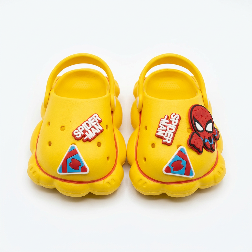 Clogs Kids' Classic Bright Yellow with Spider-Man Charms.