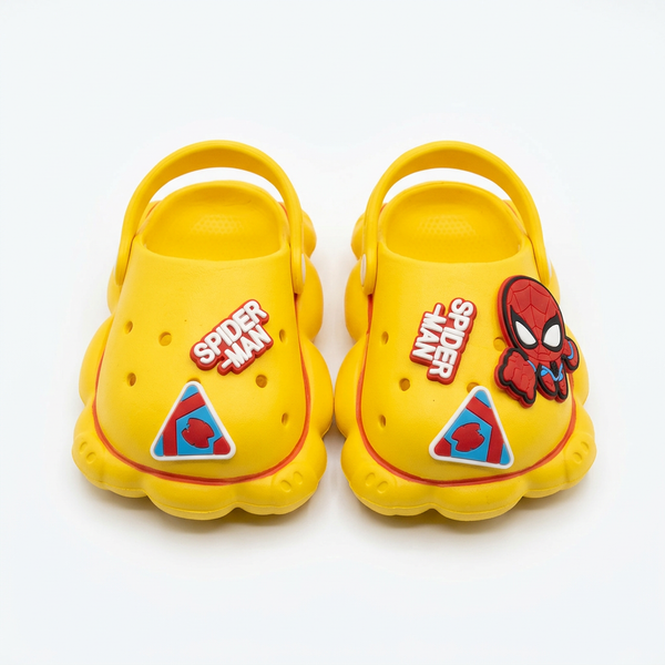 Clogs Kids' Classic Bright Yellow with Spider-Man Charms.