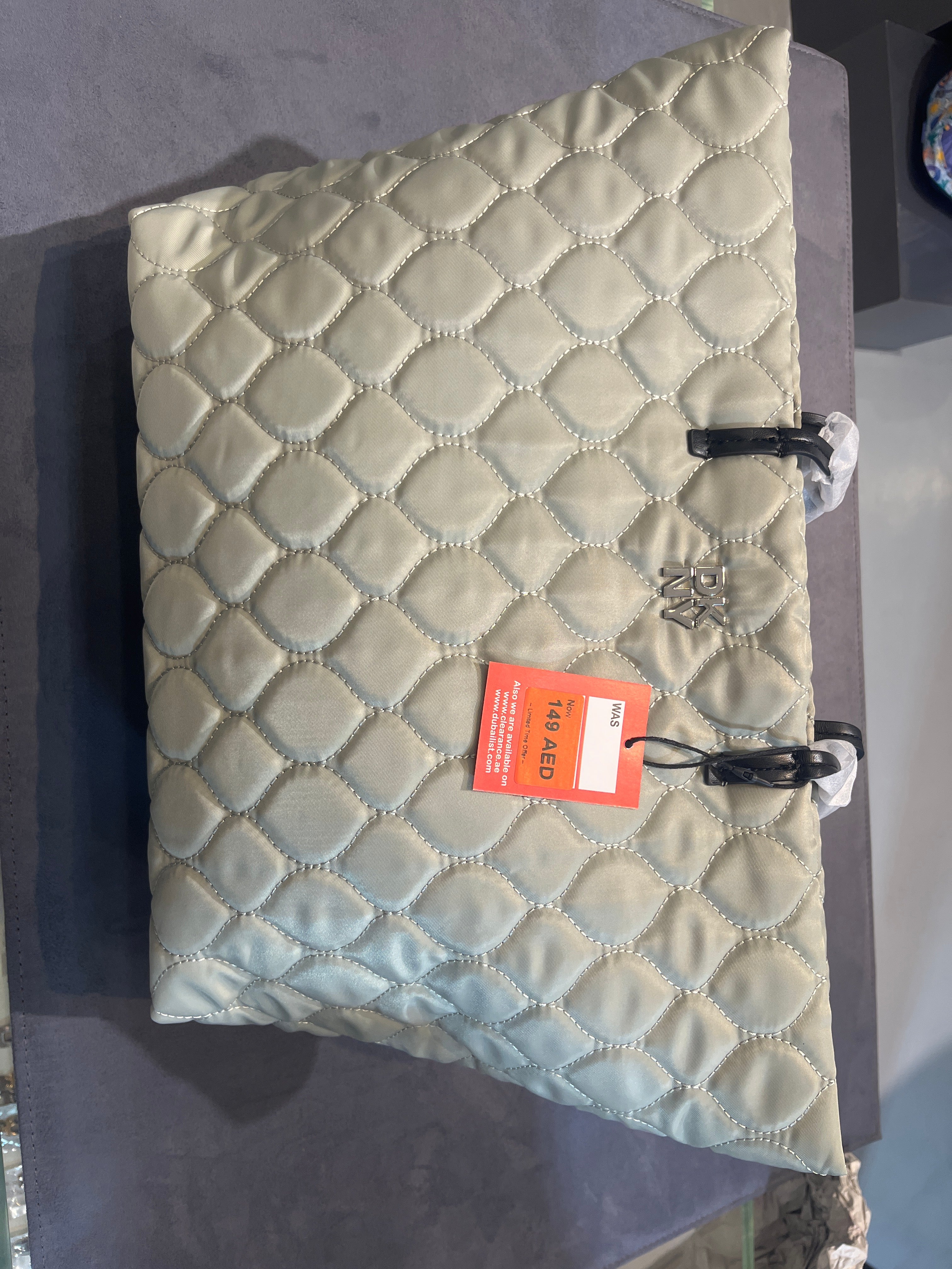 DKNY Quilted Nylon Tote Bag – Sage Green