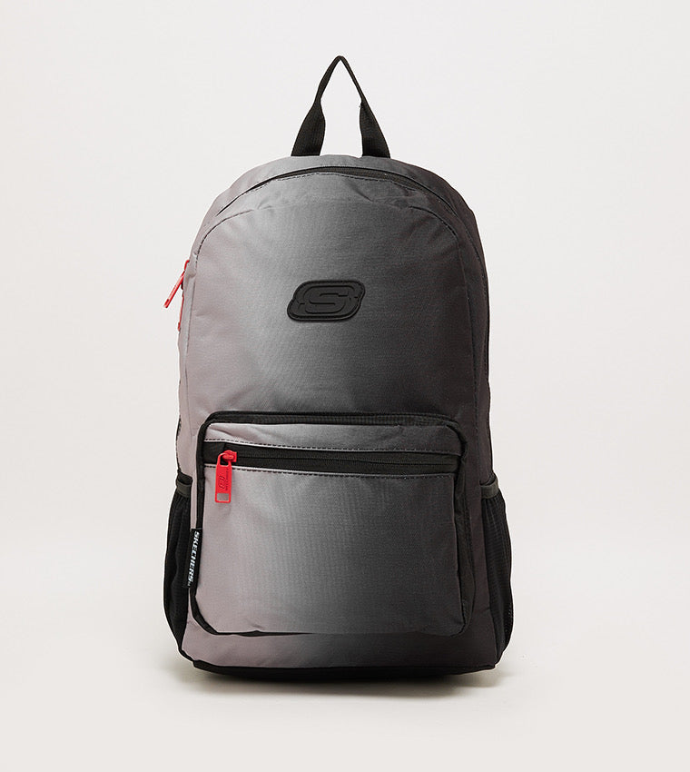 SKECHERS BLACK AND FADED WHITE LOGO BACKPACK