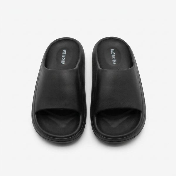 Matte Black Cushion Pillow Slides / Ultra-Soft EVA Cloud Slides