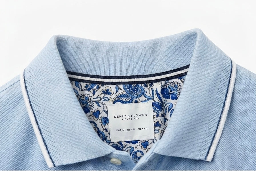 Denim & Flower Polo Blue Shirt Men
