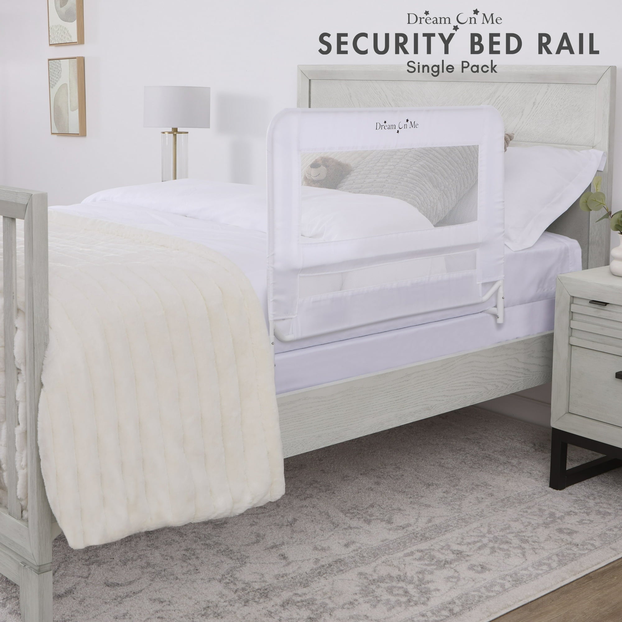 درابزين سرير شبكي خفيف الوزن قابل للتعديل وآمن مع نسيج شبكي قابل للتهوية باللون الأسود - 33 قدمًا طولًا و14 بوصة عرضًا و23 بوصة ارتفاعًا 