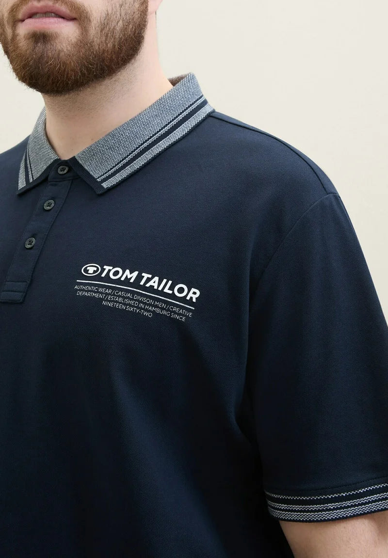 TOM TAILOR PLUS - MIT LOGO PRINT - Polo Shirt - Sky Captain Blue