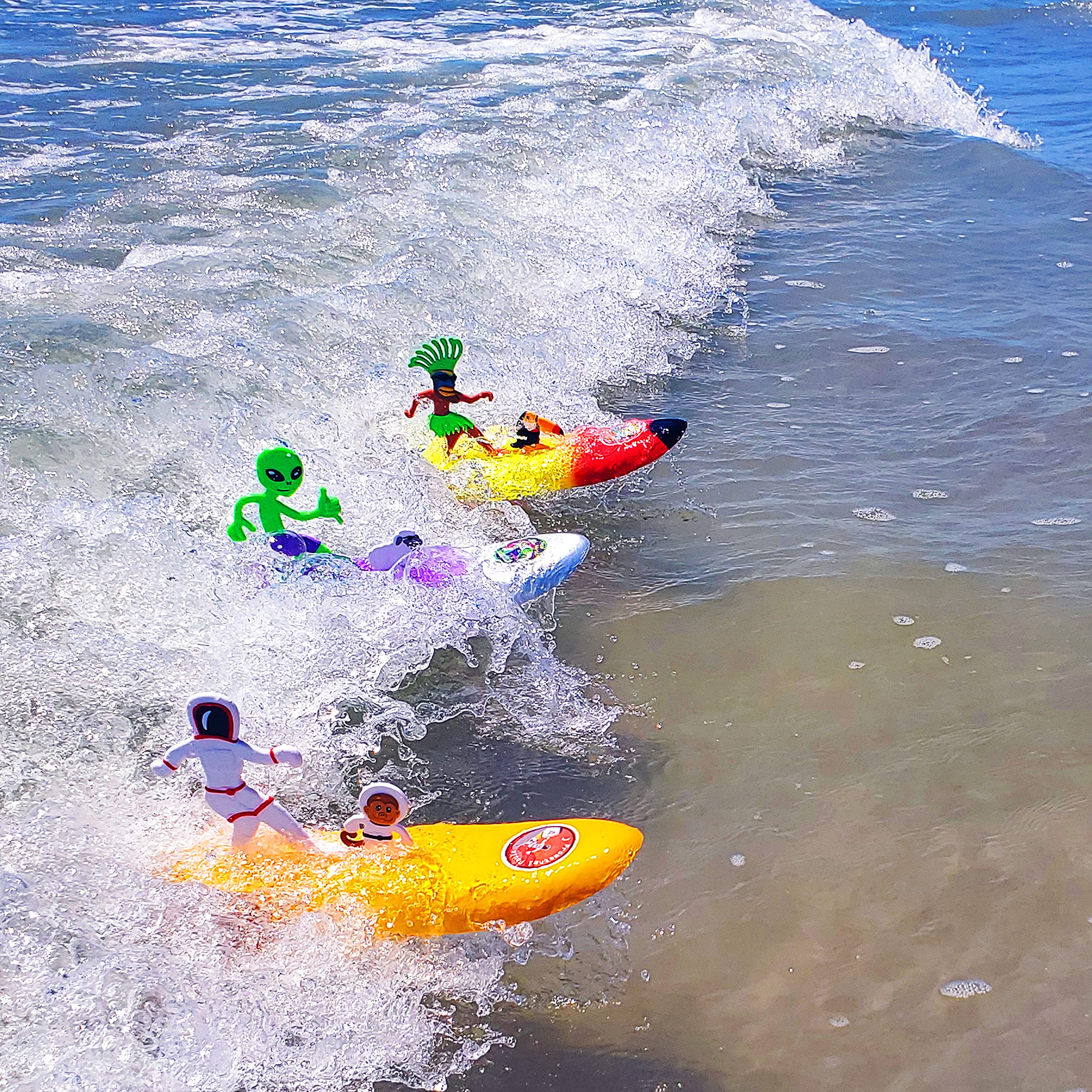 Surfer Dudes Legends & Surfer Pets Wave Powered Mini-Surfer, Pet and Surfboard Beach Toy - Promethei Paula and Alberta