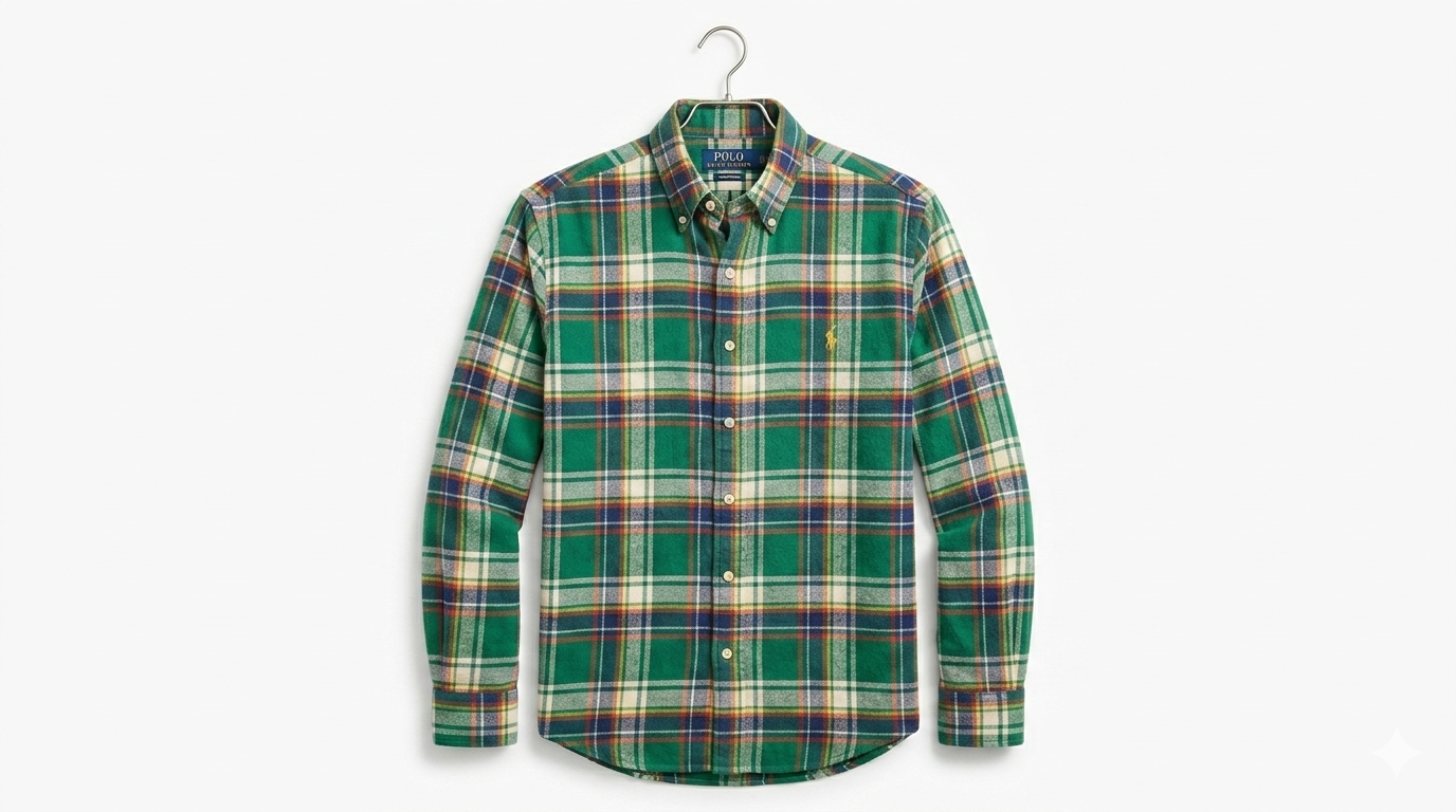 RALPH LAUREN GREEN MULTI COLORED SHIRT FOR MEN