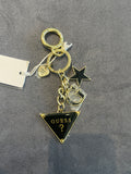 GUESS Enamel black Triangle Logo Charm Keychain
