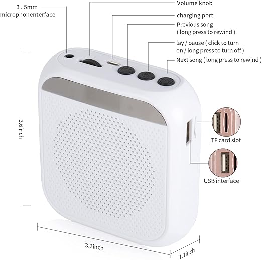 Waistband Amplifier With Lithium Battery - White