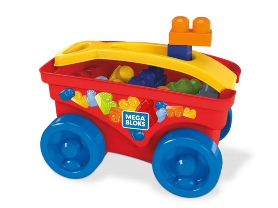 Fisher Price Pull Toy Wagon, 45 Pieces Building Set for Toddlers