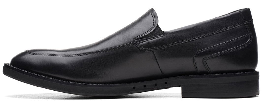 Clarks Men Black Leather Slip-On Sneakers Shoes