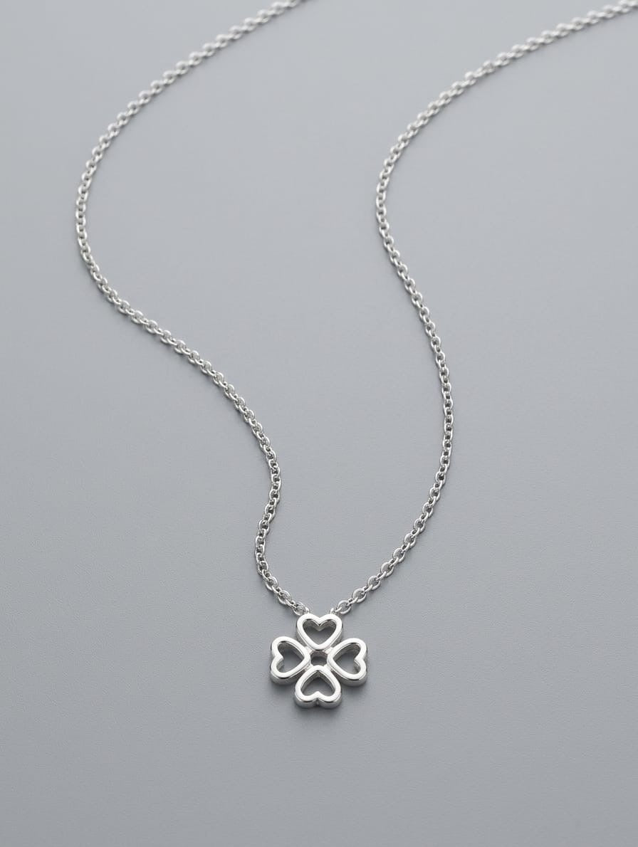 Sterling Silver Four Hearts Clover Pendant Necklace (no box ) Accessories