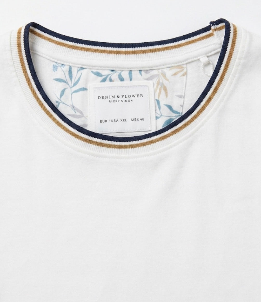 Denim and Flower White t-shirt for Men