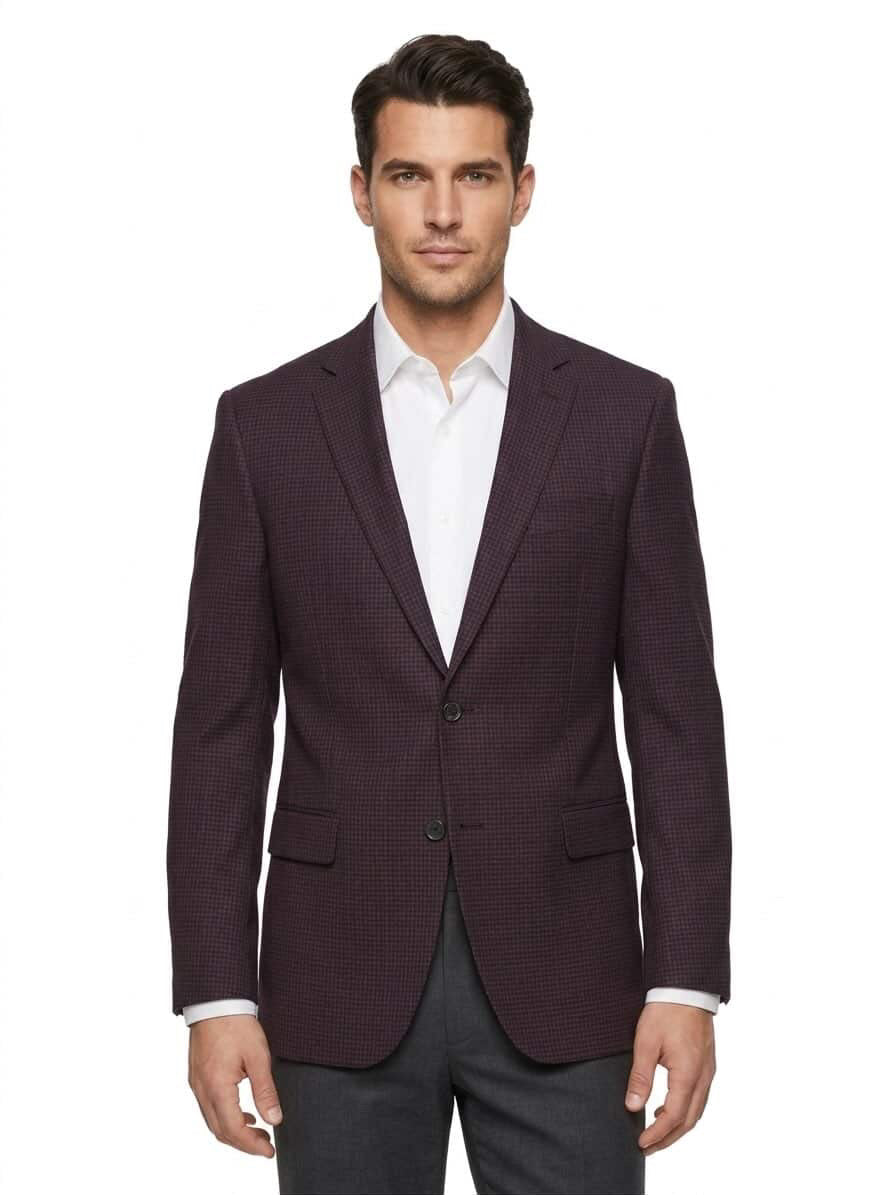 MICHAEL KORS BURGUNDY PATTERNED BLAZER FOR MEN