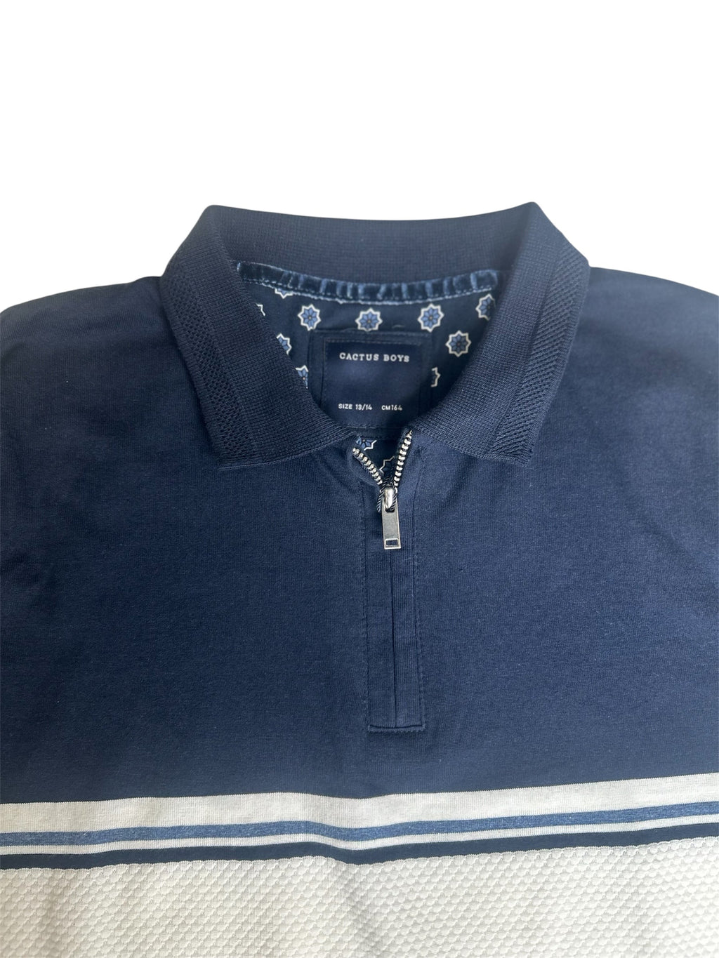 Cactus Boys Dark Blue & White Half Sleeve T-Shirt