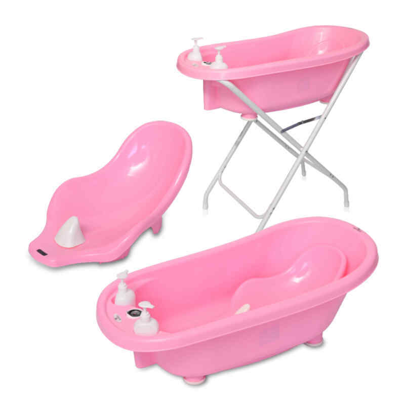 Baby bath with thermometer base and holders Lorelli Pink 10130820003