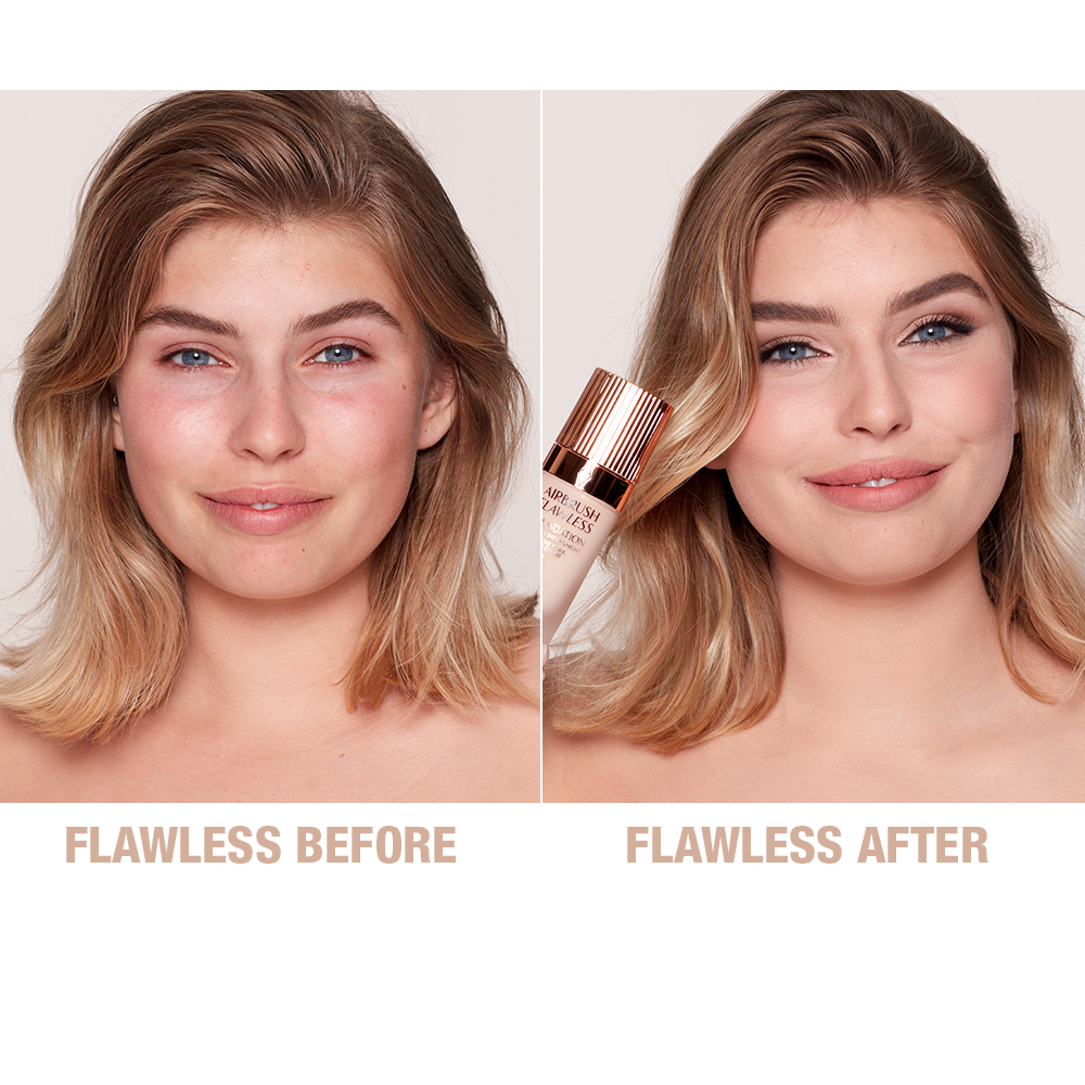 Charlotte Tilbury Airbrush Flawless Foundation 3 Cool - before and after
