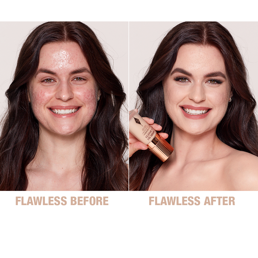 Charlotte Tilbury Airbrush Flawless Foundation 3 Neutral - before and after