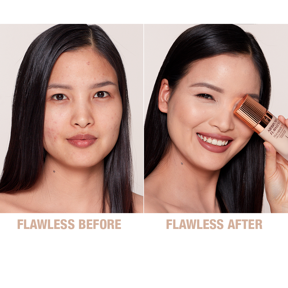 Charlotte Tilbury Airbrush Flawless Foundation 4 Neutral - before and after