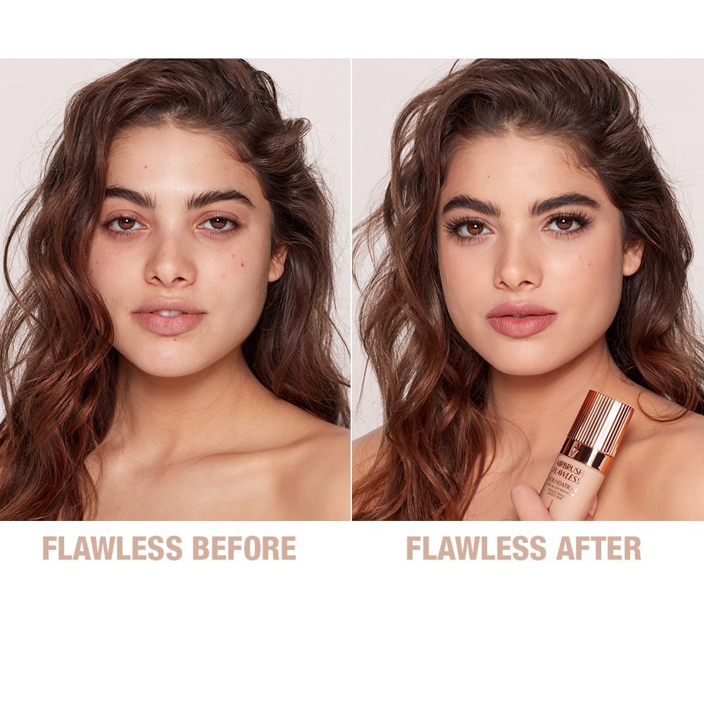 Charlotte Tilbury Airbrush Flawless Foundation 5 Neutral - before and after