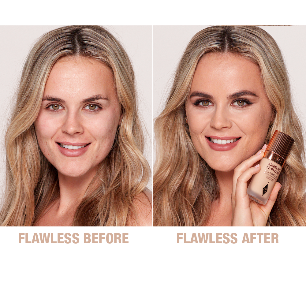 Charlotte Tilbury Airbrush Flawless Foundation 6 Neutral - before and after