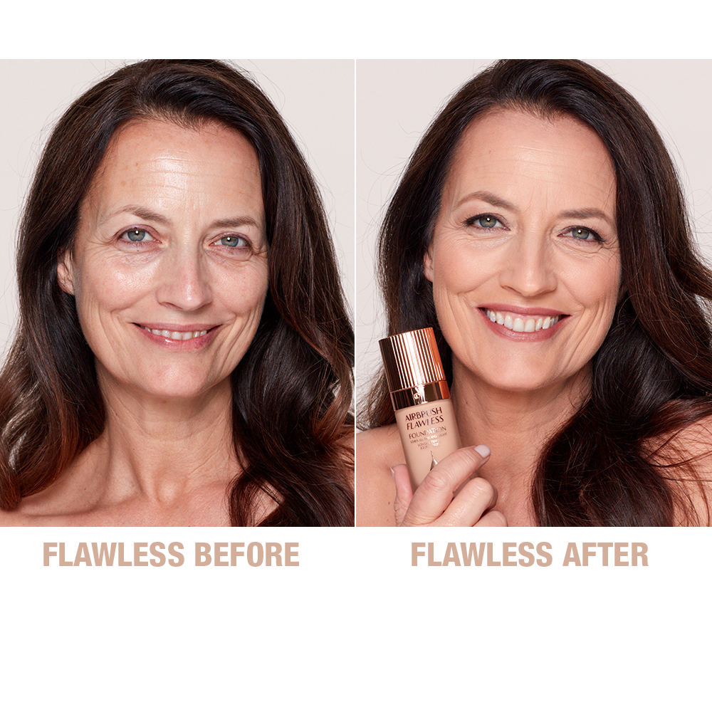 Charlotte Tilbury Airbrush Flawless Foundation 8 Cool - before and after